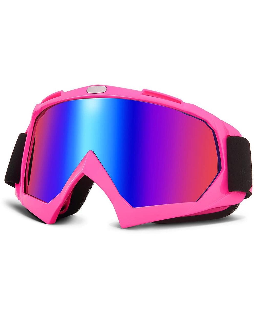 KEMIMOTO front view of goggles showing full-frame protection and wide vision