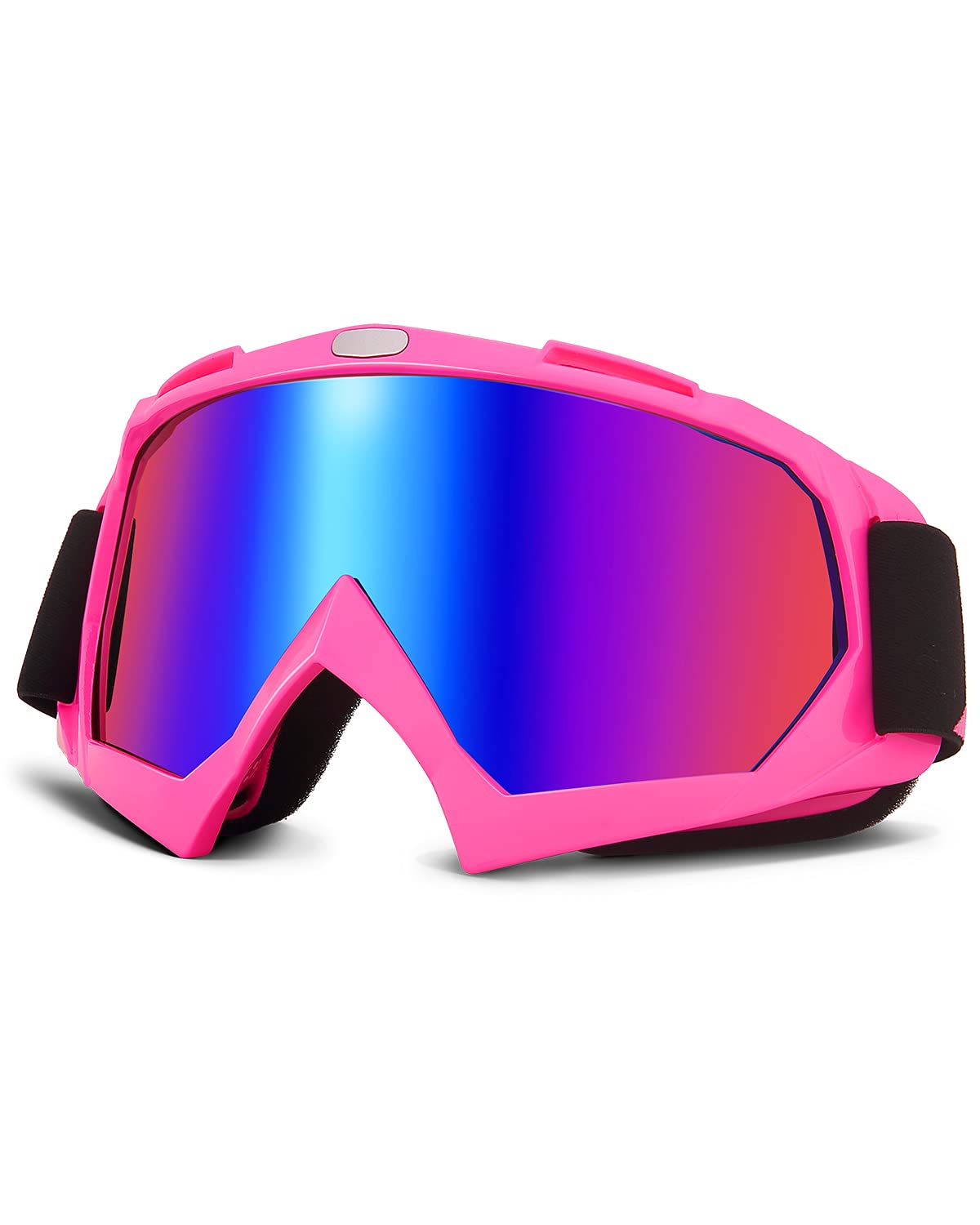 KEMIMOTO front view of goggles showing full-frame protection and wide vision