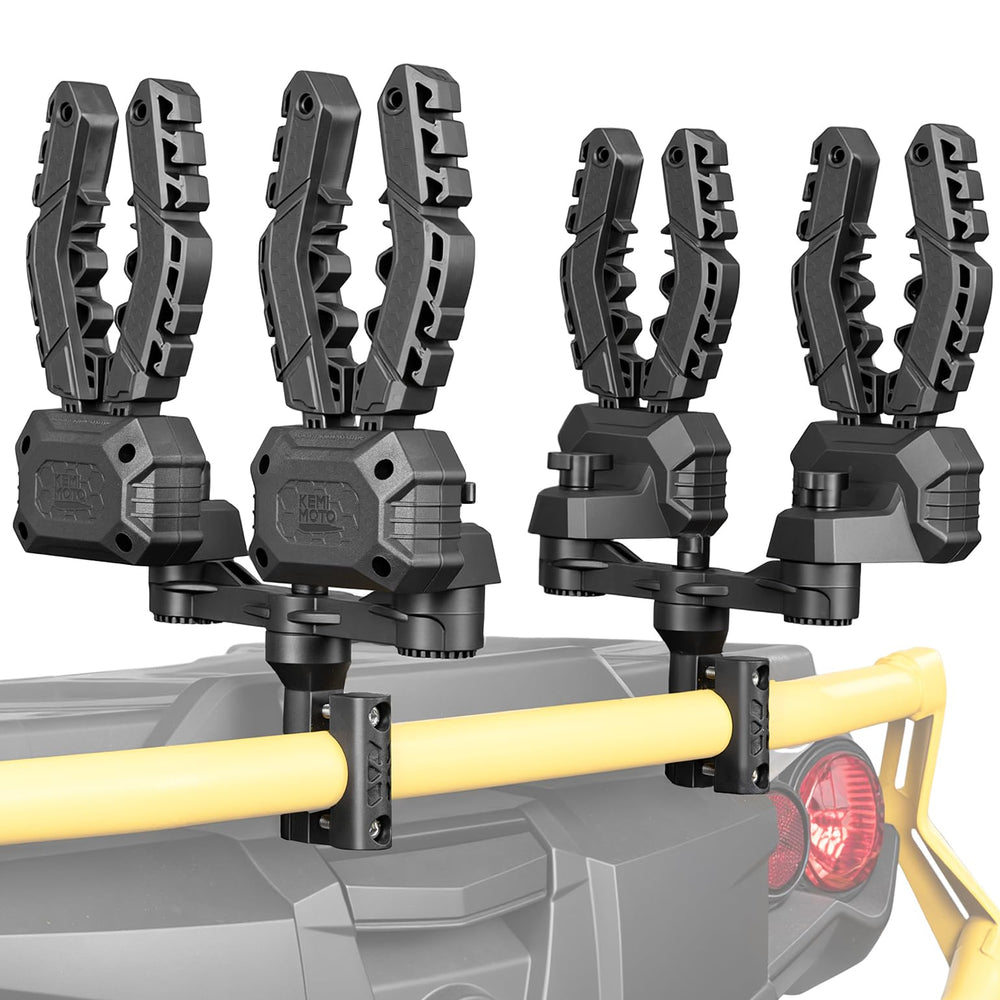 KEMIMOTO front view of double tool rack showing dual heads and clamps for easy access