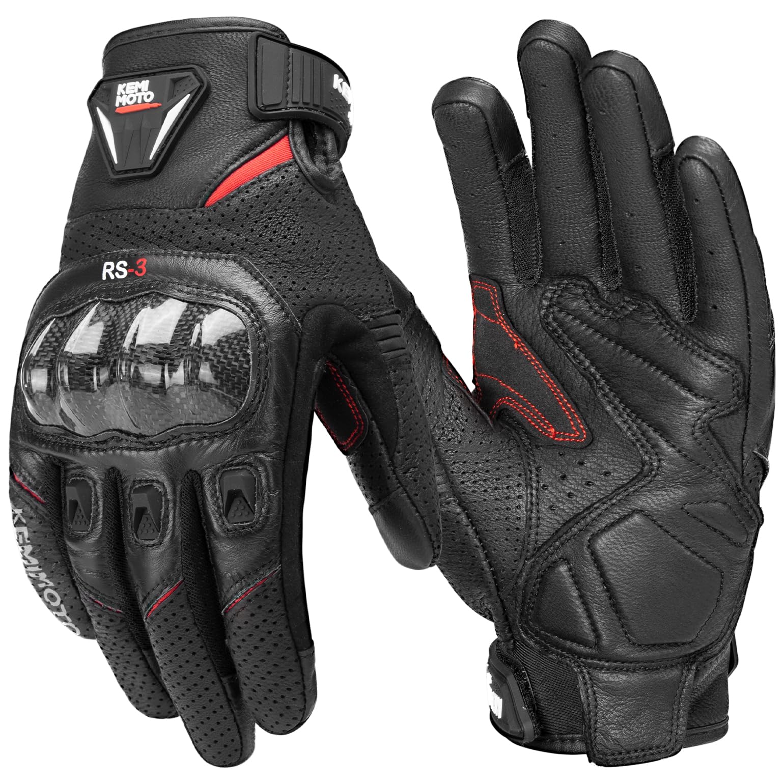 KEMIMOTO front view gloves showing full protection and grip benefit