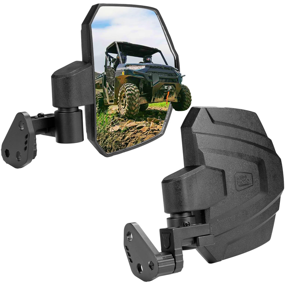KEMIMOTO front view mirror assembly showing wide coverage and sturdiness