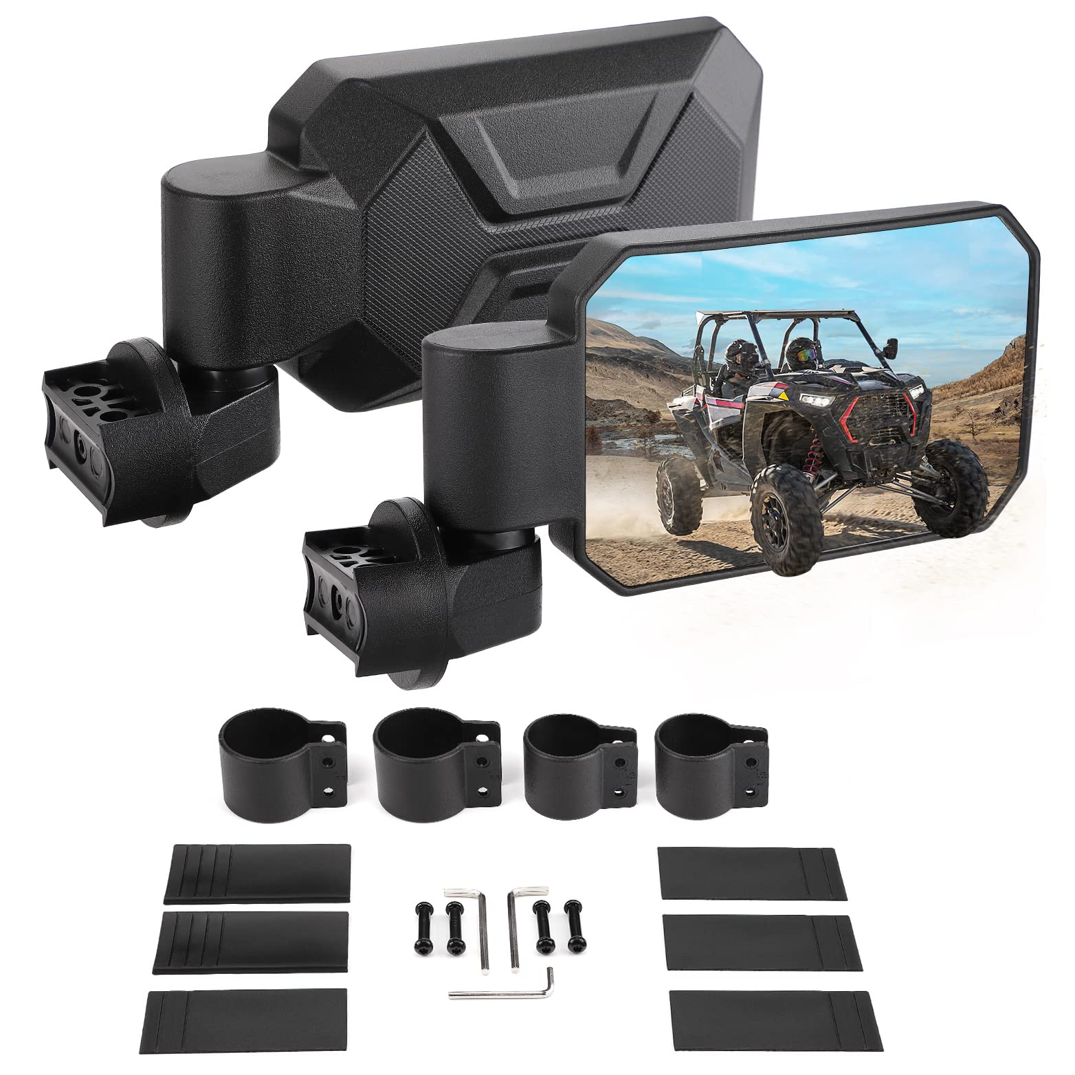 KEMIMOTO front view mirror clamp showing secure fit and improved visibility