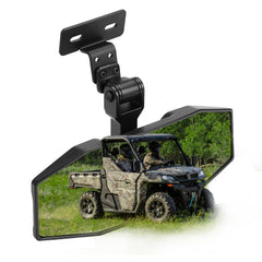 KEMIMOTO front-mounted mirror showing wide rear visibility and stability