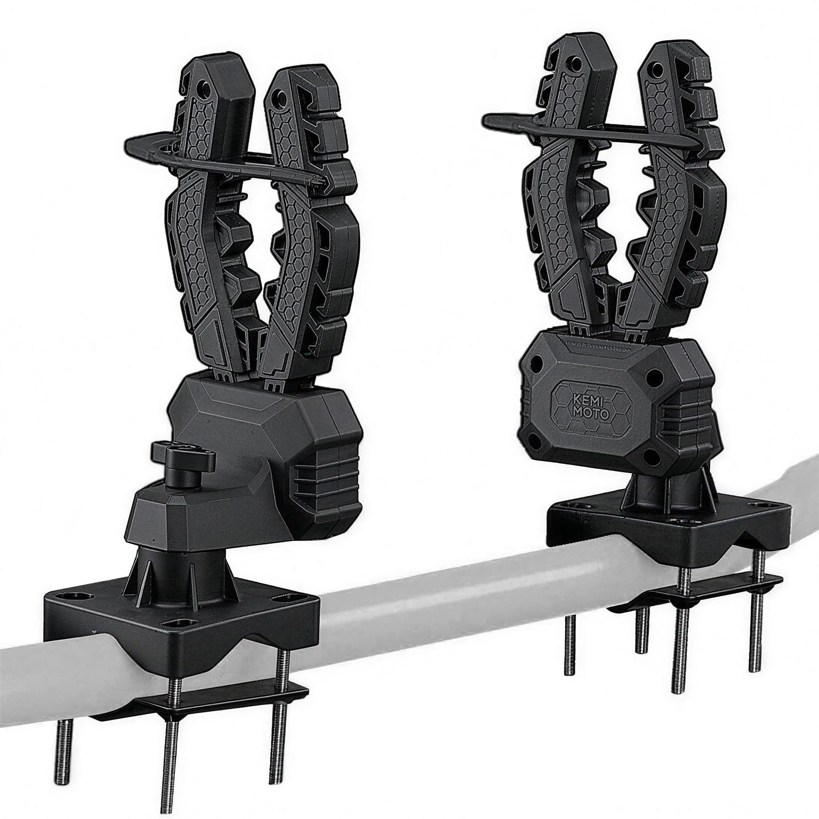 KEMIMOTO front view mounted on UTV showing secure tool transport