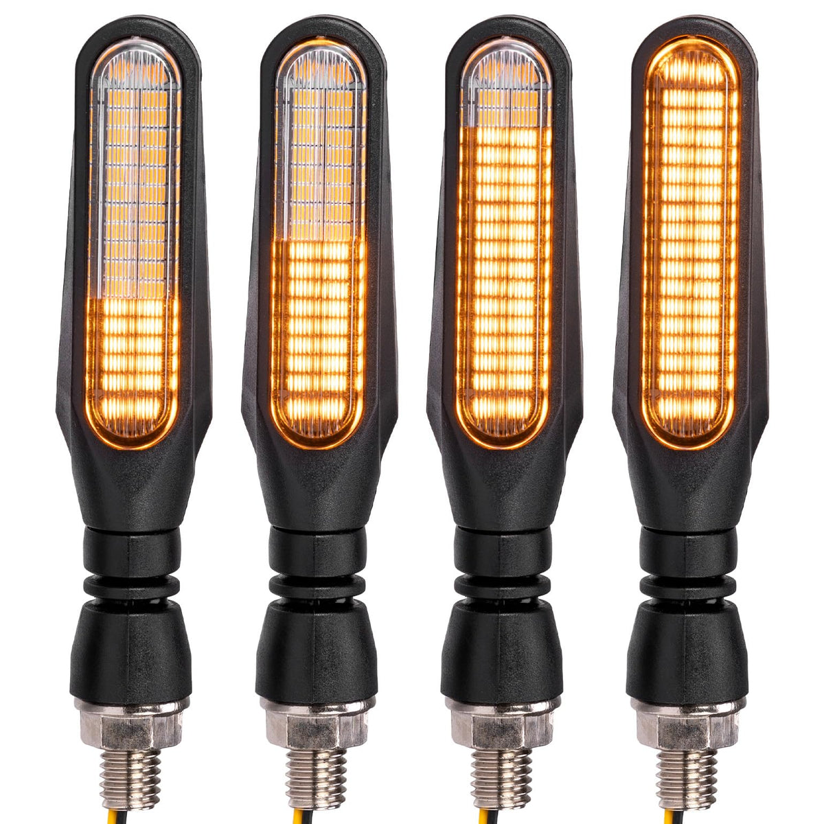 KEMIMOTO front view of four LED turn signals showing compact design and visibility
