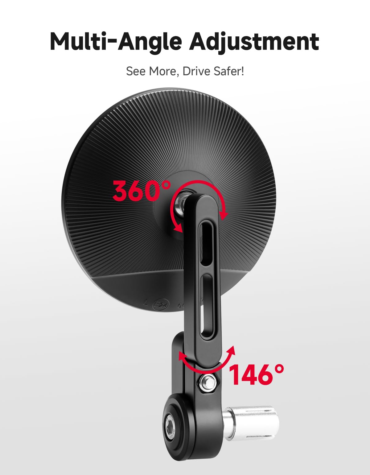 KEMIMOTO detailed shot of convex shatter-resistant glass offering wider field of view