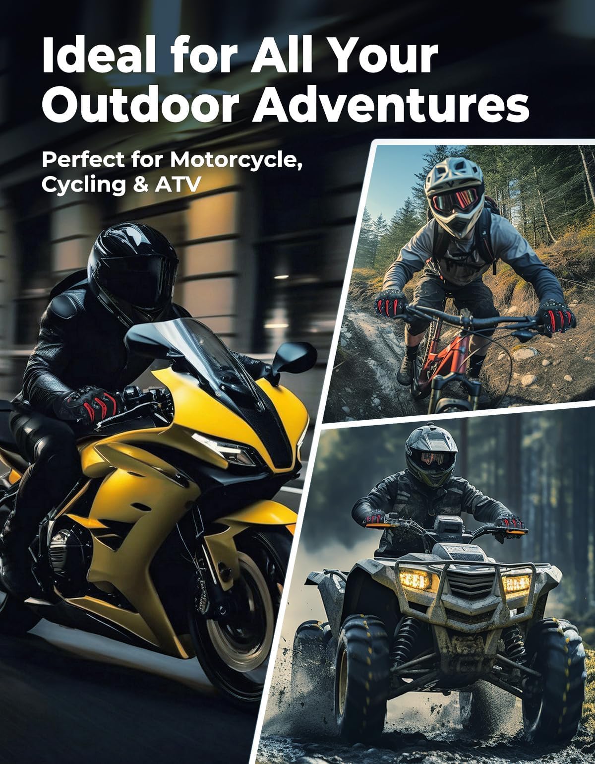KEMIMOTO gloves on rider in action demonstrating grip and handlebar control