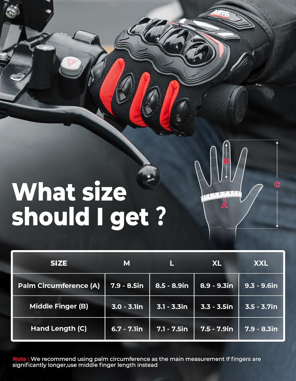 KEMIMOTO glove beside a hand for size and scale to choose correct fit