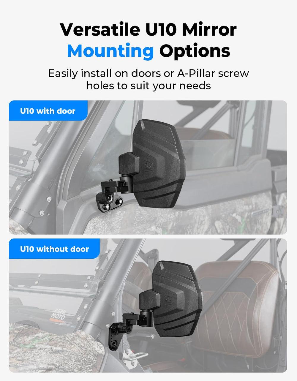 KEMIMOTO installed on Polaris Ranger improving side and rear awareness