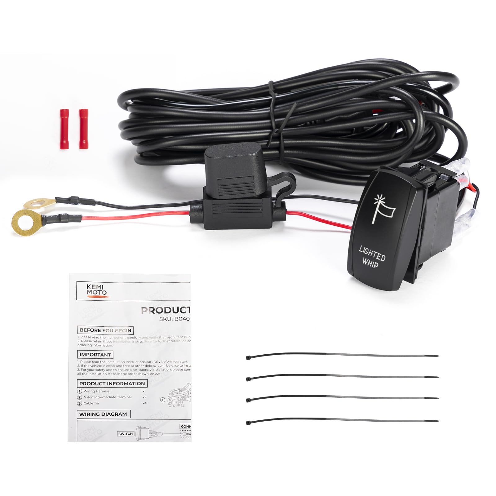 KEMIMOTO whip lights on a trail at night showing improved visibility and stylish lighting