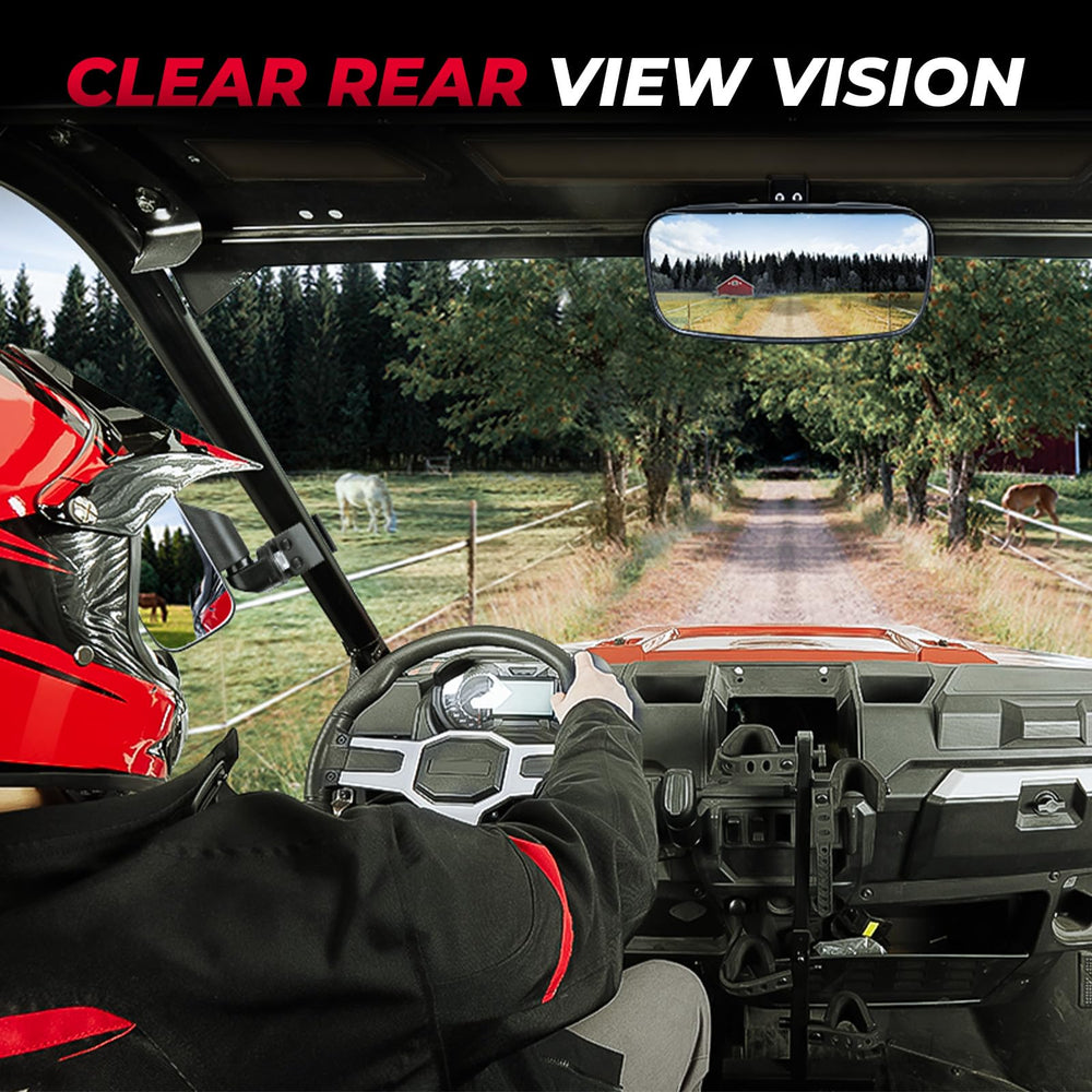 KEMIMOTO mirror on Ranger in trail setting showing improved rear view safety