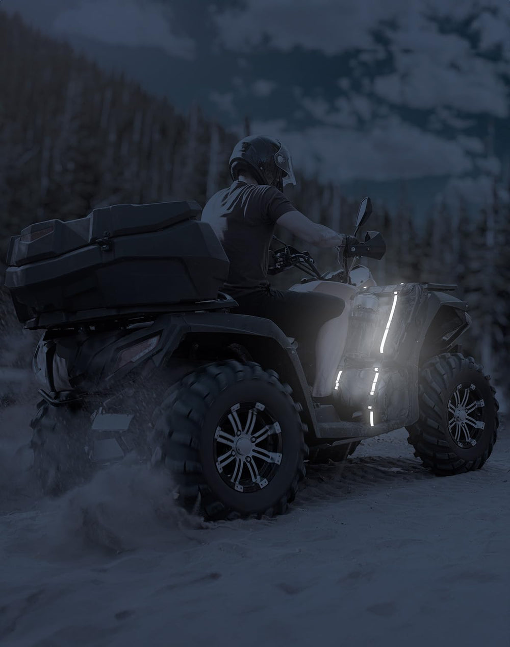 KEMIMOTO lifestyle shot on trail illustrating practical use and camo styling