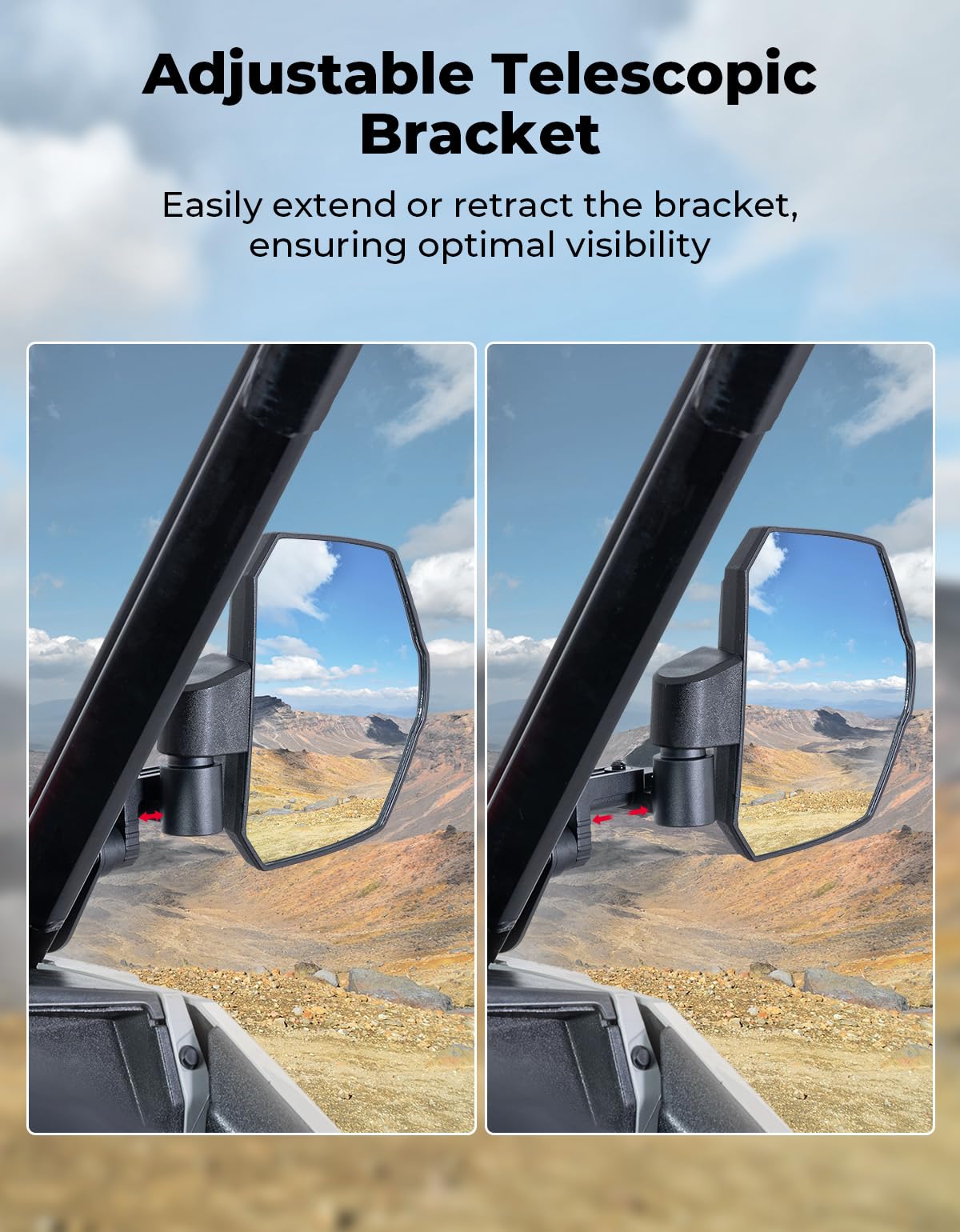 KEMIMOTO mirror housing close-up showing durable ABS texture for impact resistance