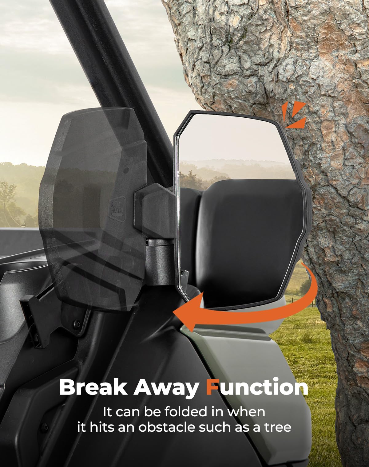 KEMIMOTO mirror surface reflection detail offering wide-angle rear coverage
