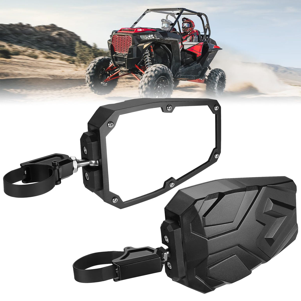 KEMIMOTO front view dual mirrors showing wide field of view benefit