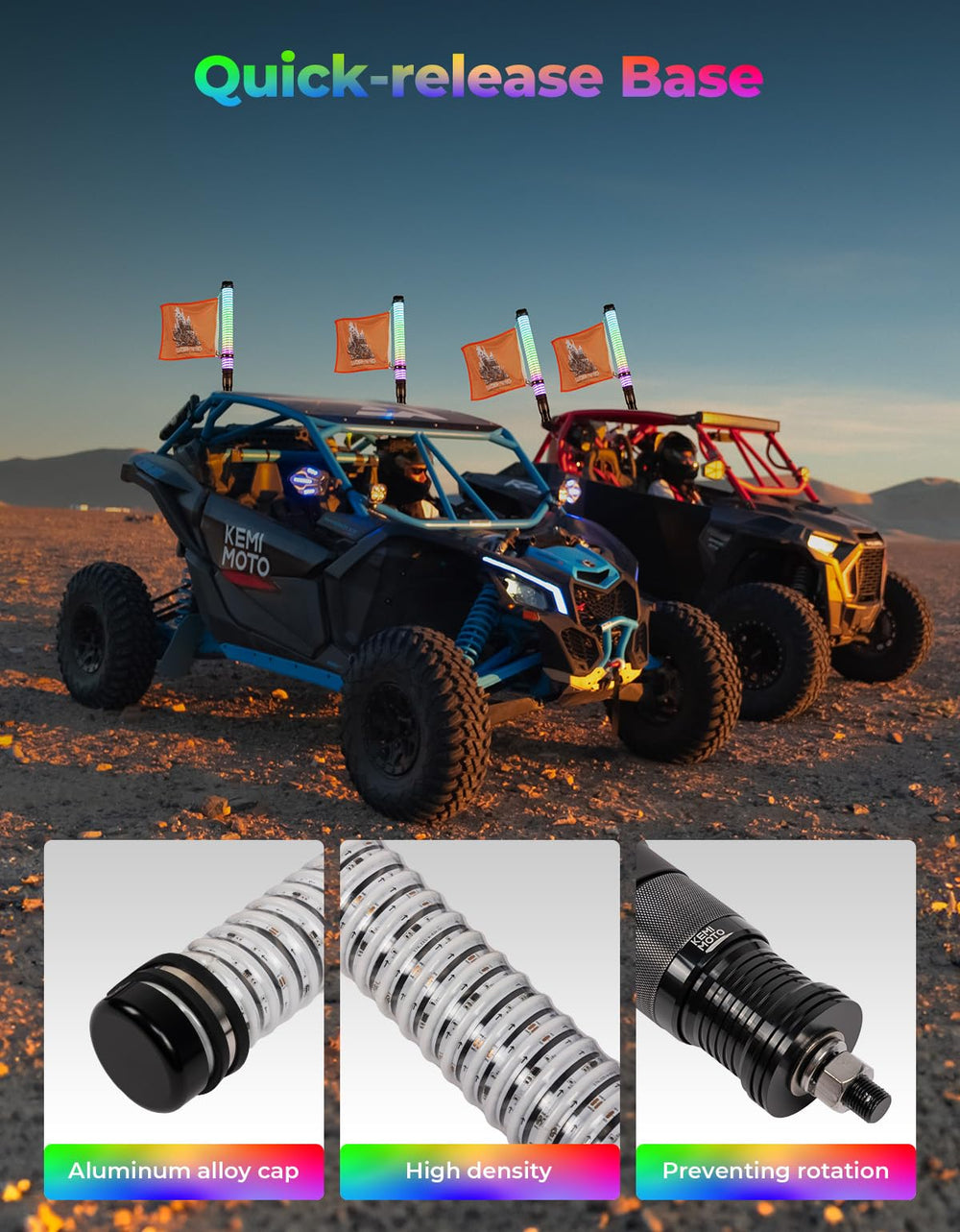 KEMIMOTO night trail spiral effect demonstrating 360° visibility and safety