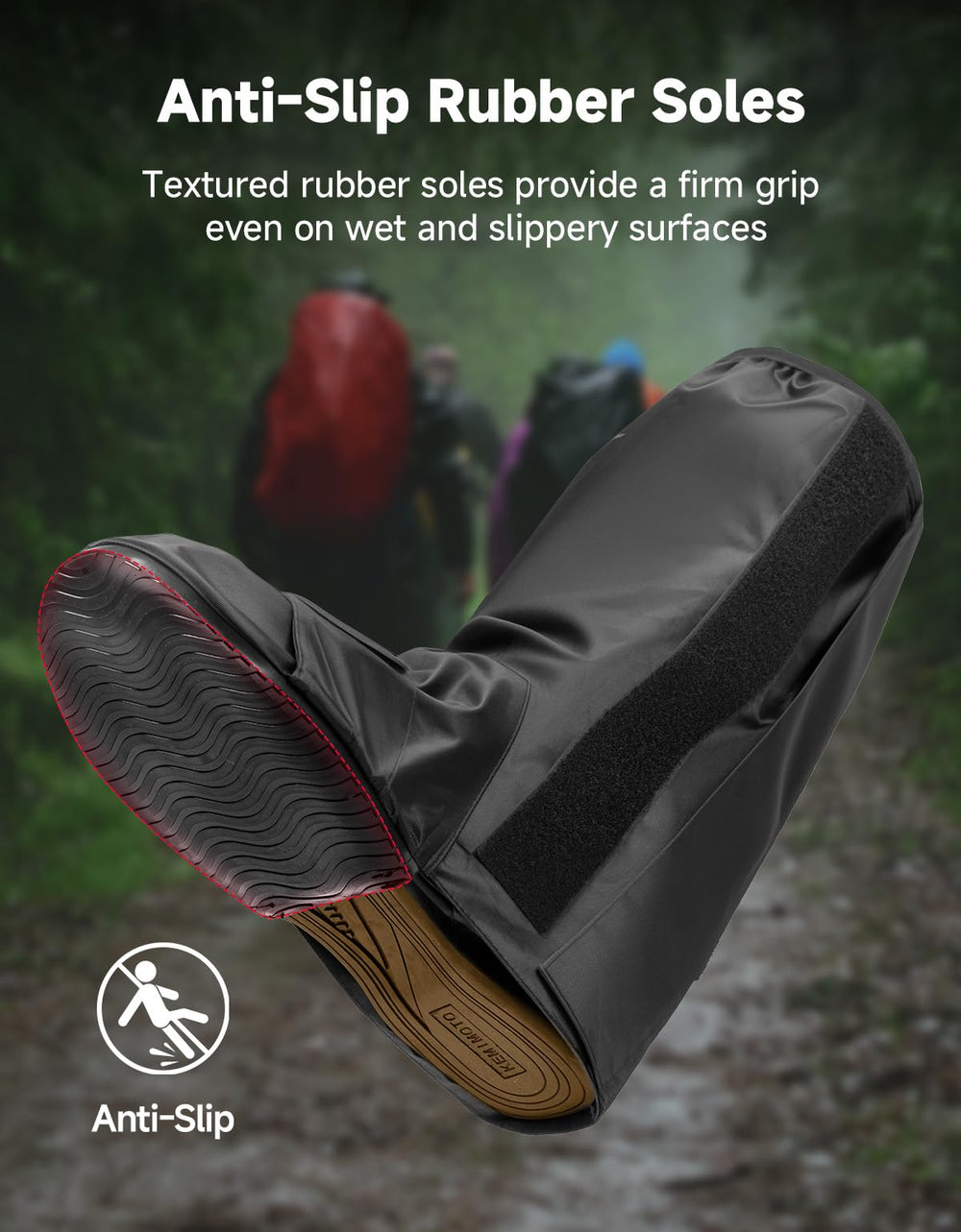 KEMIMOTO textured rubber sole detail showing anti-slip grip for wet surfaces