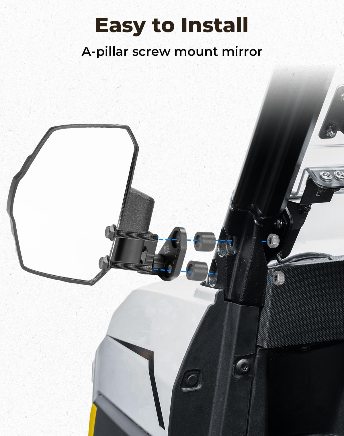 KEMIMOTO packed in box ready for straightforward A-pillar installation