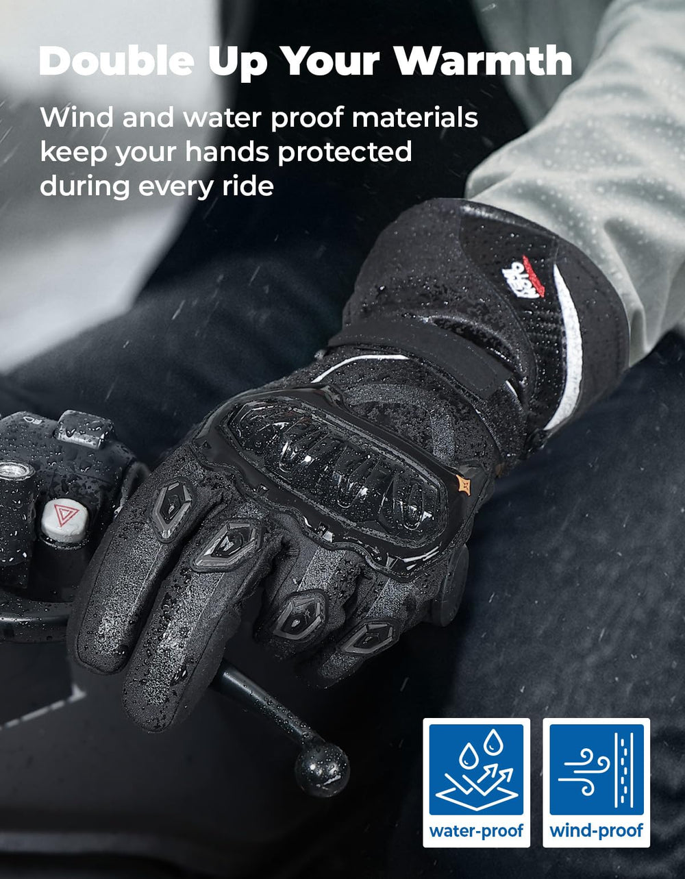 KEMIMOTO reflective piping on gloves improving low-light visibility
