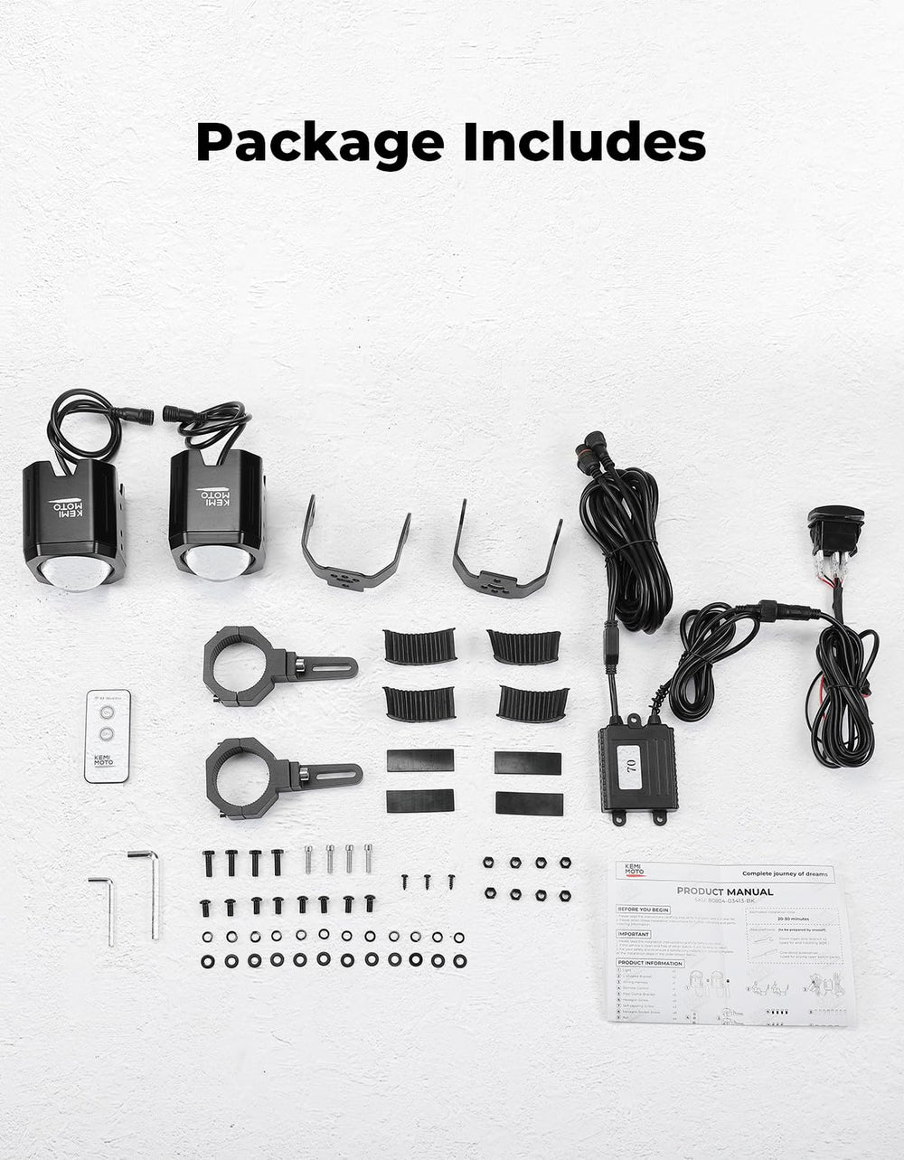 KEMIMOTO pods next to roll-cage tube showing scale and fit for 1.5–2 inch clamps