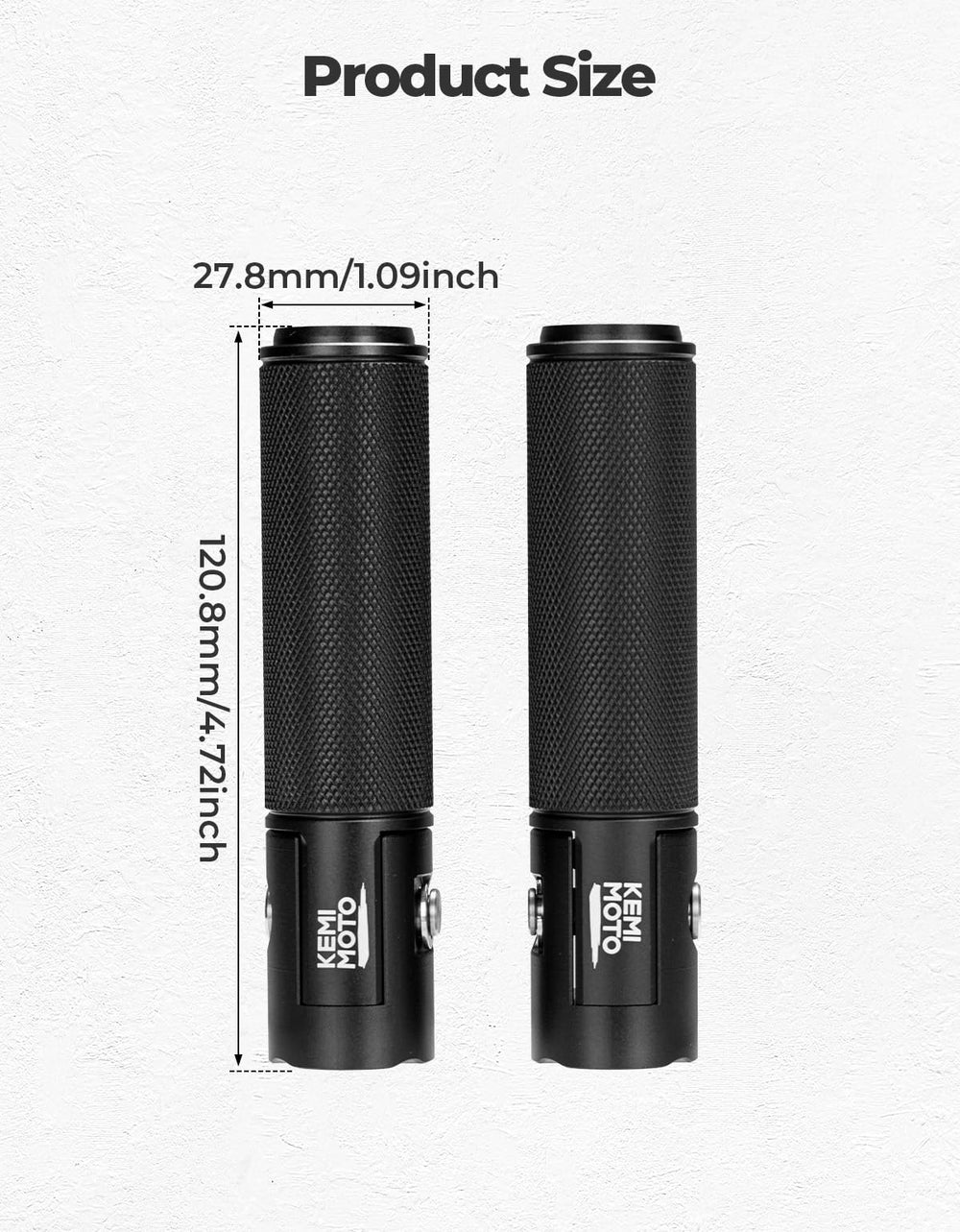 KEMIMOTO scale comparison with foot showing real-world size and comfort