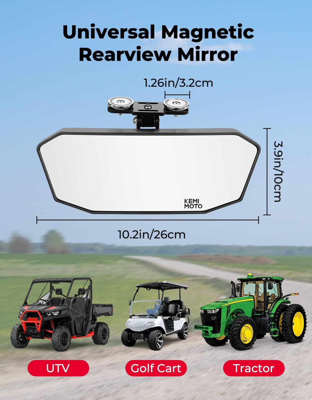 KEMIMOTO mirror next to hand showing compact size and portability
