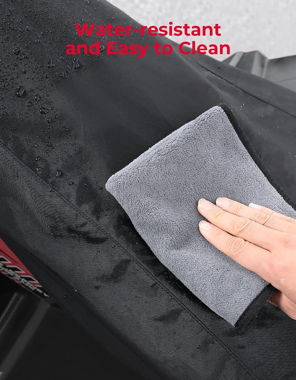 KEMIMOTO water beading on cover demonstrating waterproof protection