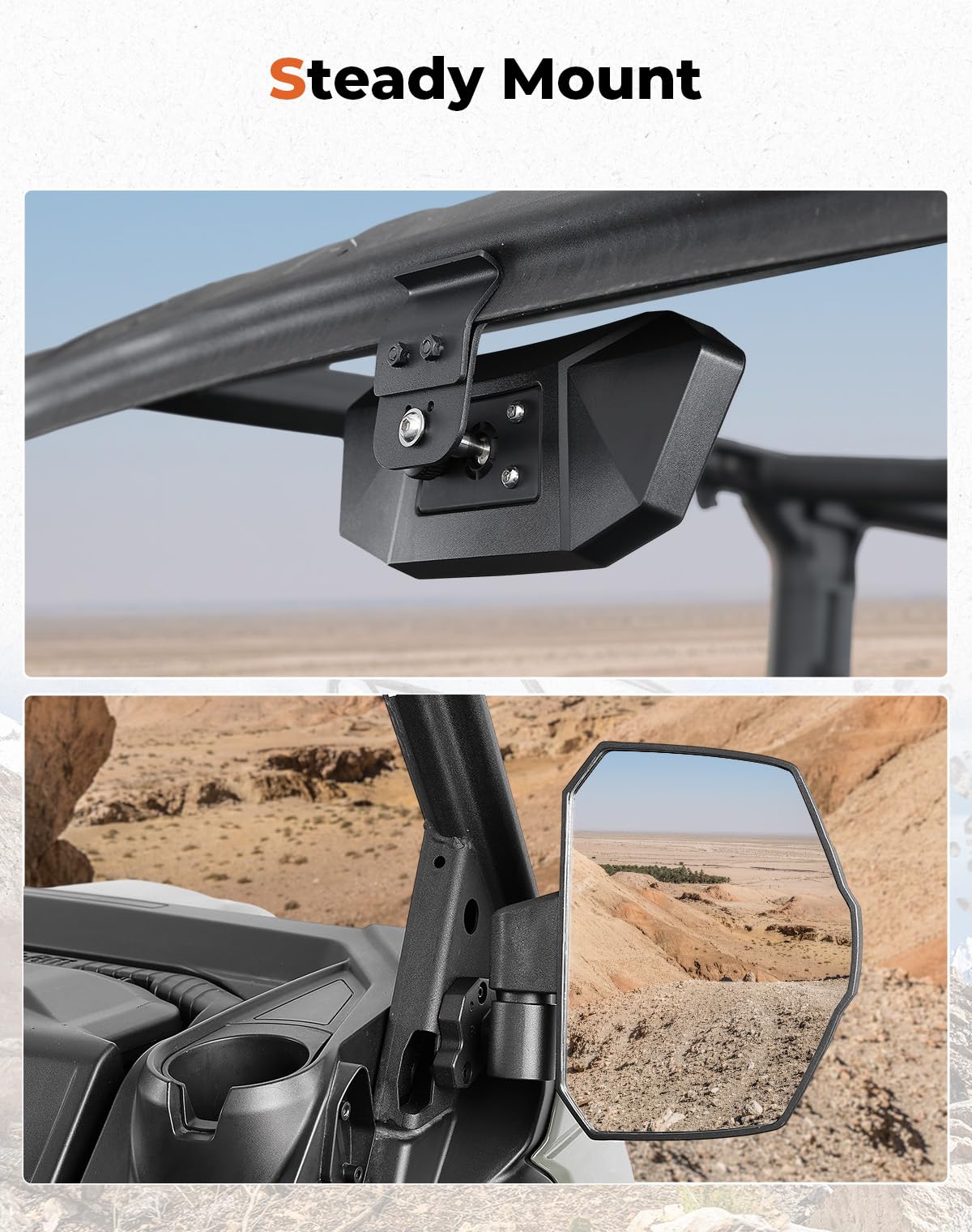 KEMIMOTO side mirror folding hinge detail demonstrating impact-fold benefit