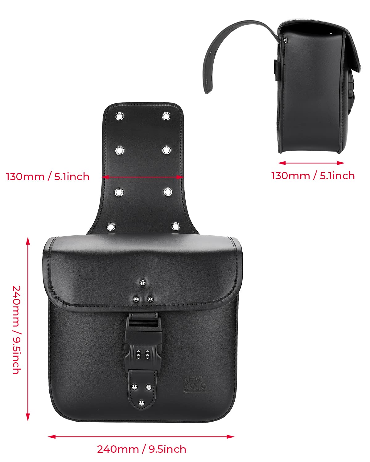 KEMIMOTO saddlebag next to water bottle showing scale and accurate capacity benefit