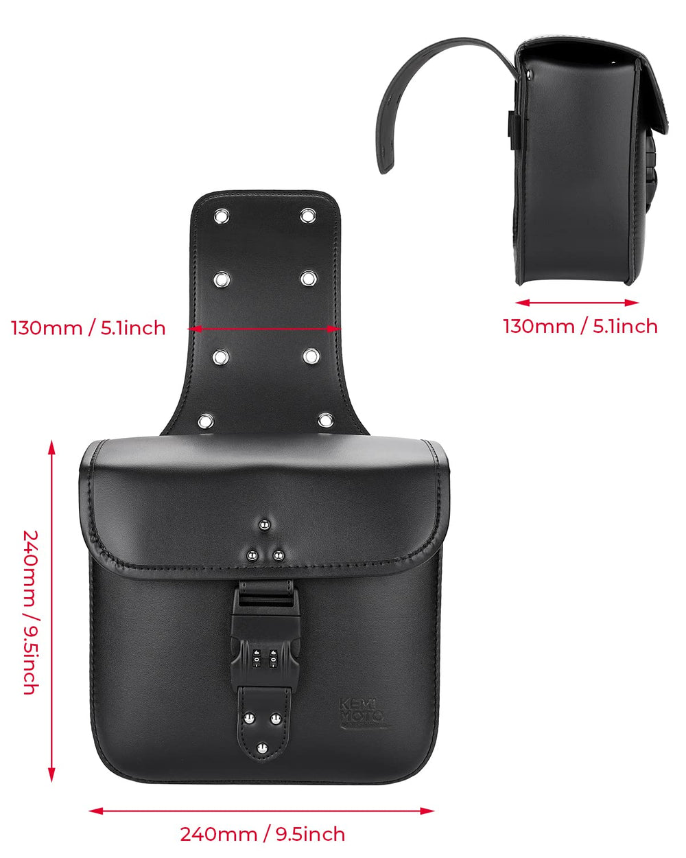 KEMIMOTO saddlebag next to water bottle showing scale and accurate capacity benefit