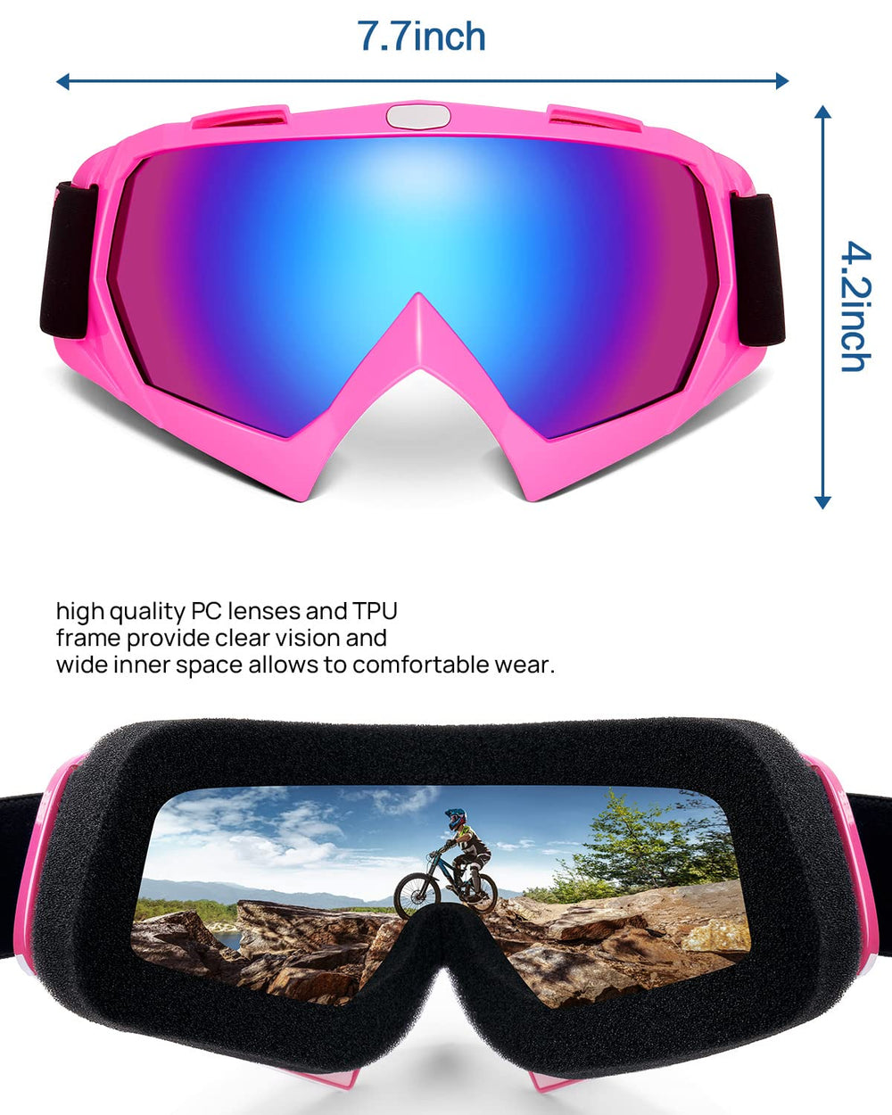 KEMIMOTO goggles held in hand to show lightweight and flexible size