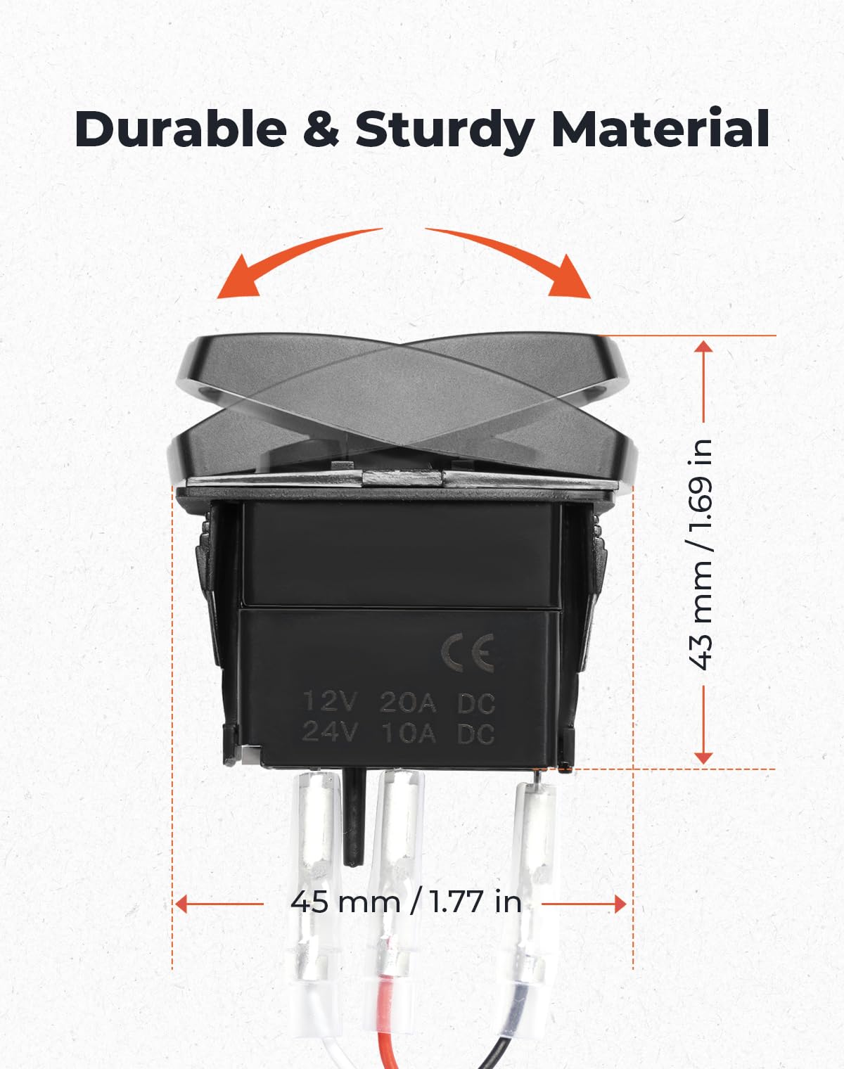 KEMIMOTO rocker switch mounted on UTV dash illustrating easy installation and accessibility