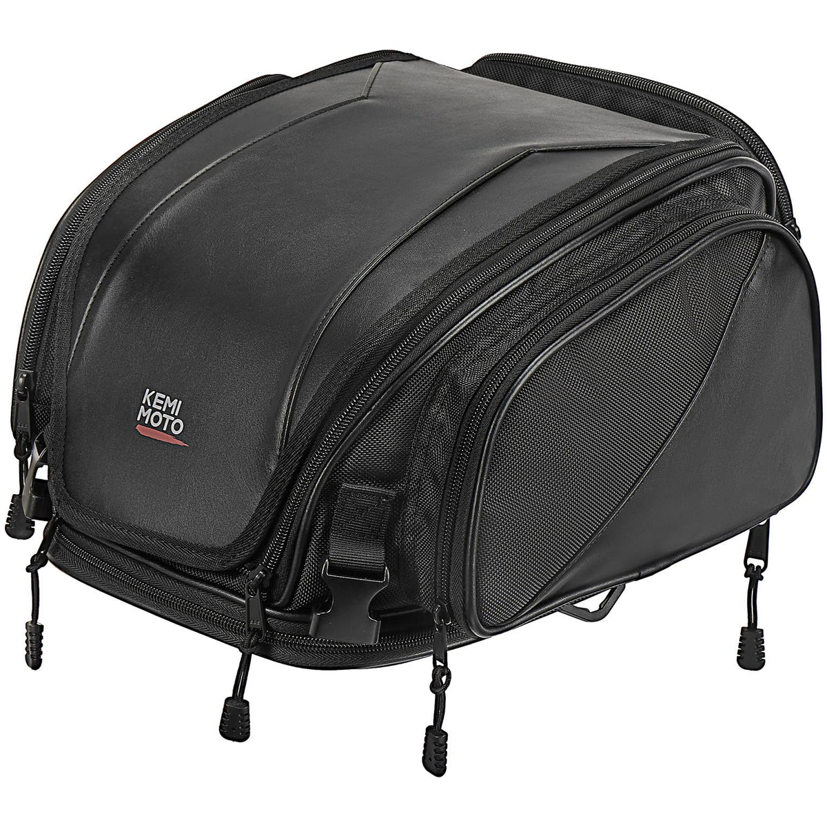 KEMIMOTO tail bag front view showing compact storage and secure fastening