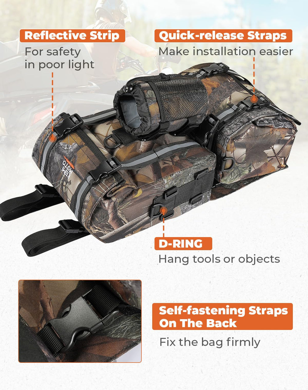 KEMIMOTO upper compartment open showing organized pockets and elastic straps