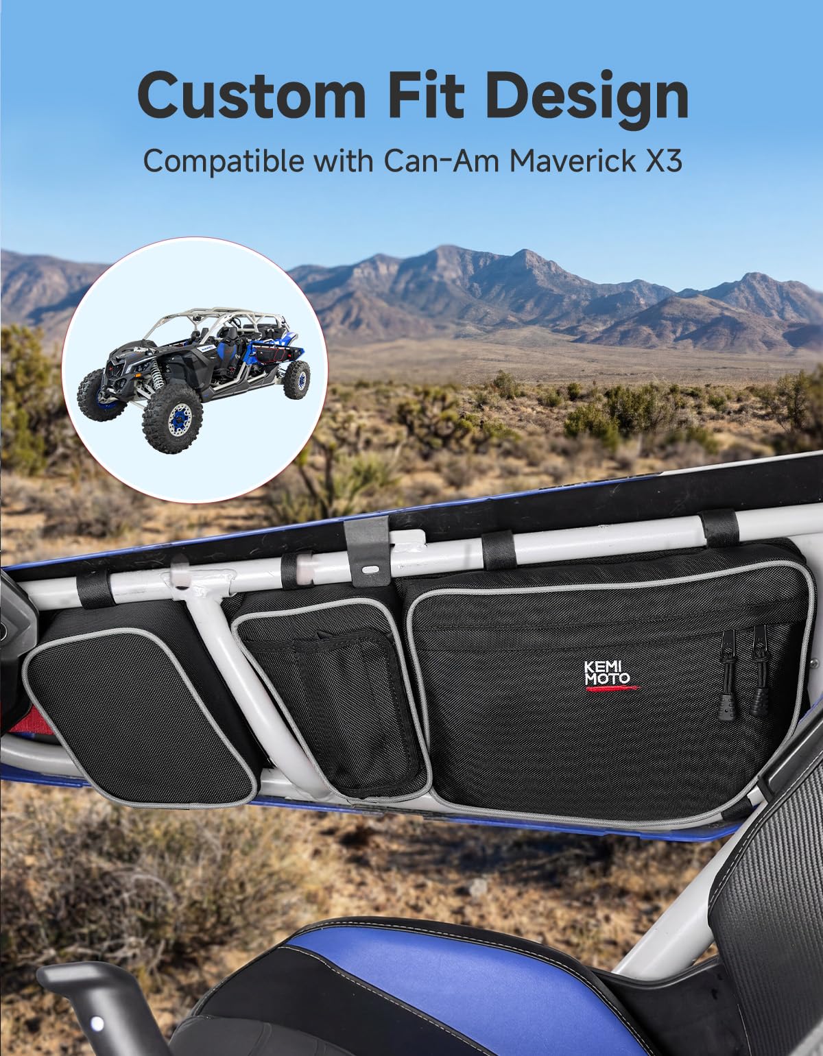KEMIMOTO door bag in off-road ride enhances convenience
