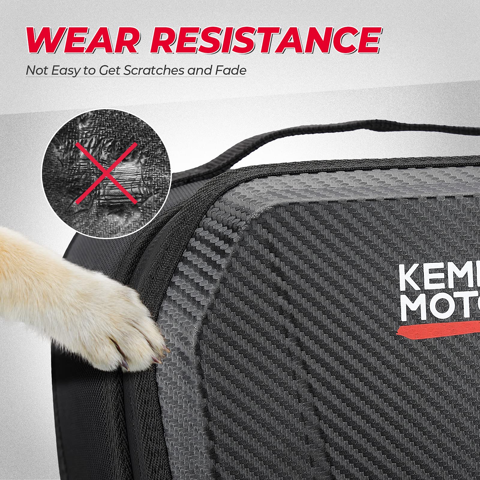 KEMIMOTO open console bag displaying phone, gloves and small tool kit for organized storage