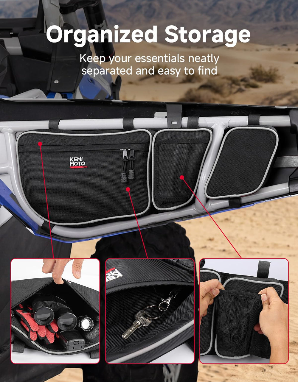 KEMIMOTO removable knee pad detail for rider comfort