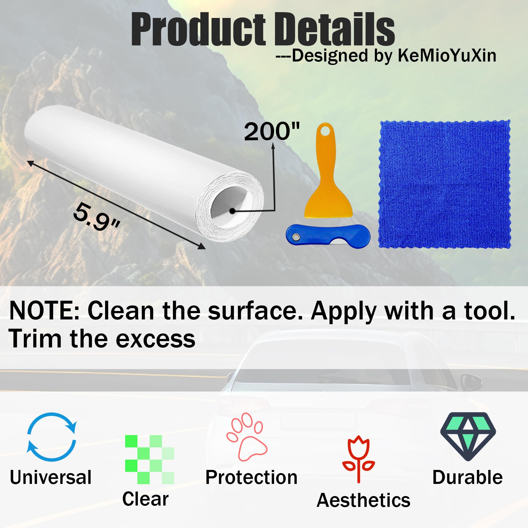 KeMioYuXin close-up clear film texture highlighting invisible protection