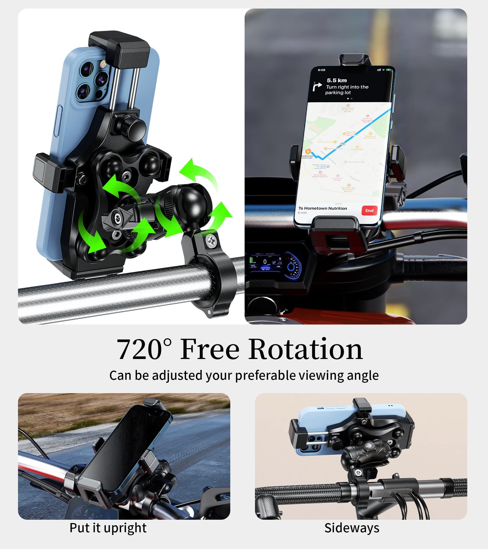 Kewig phone in holder portrait and landscape for navigation use