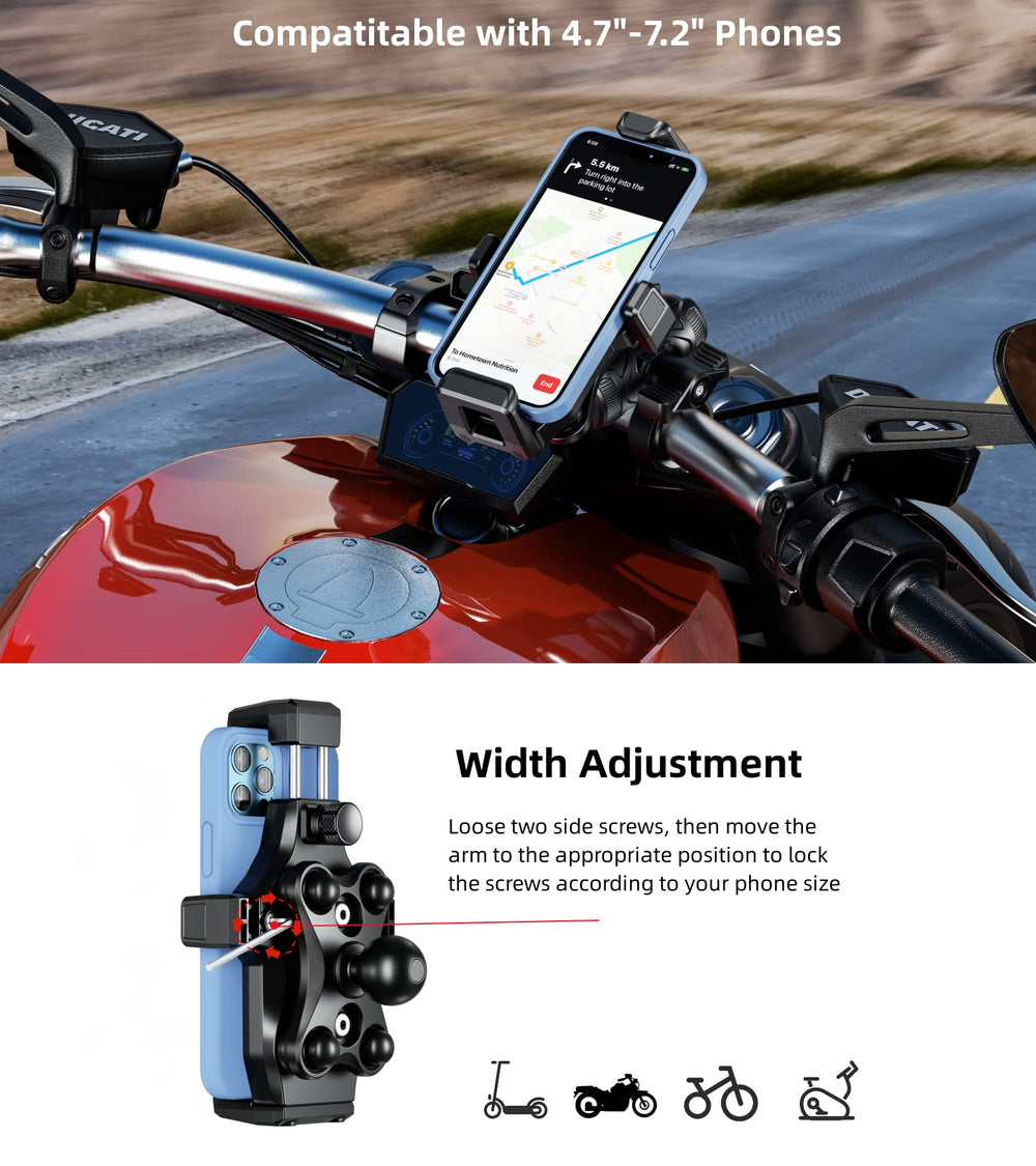 Kewig mount next to ruler showing size and fit for handlebars