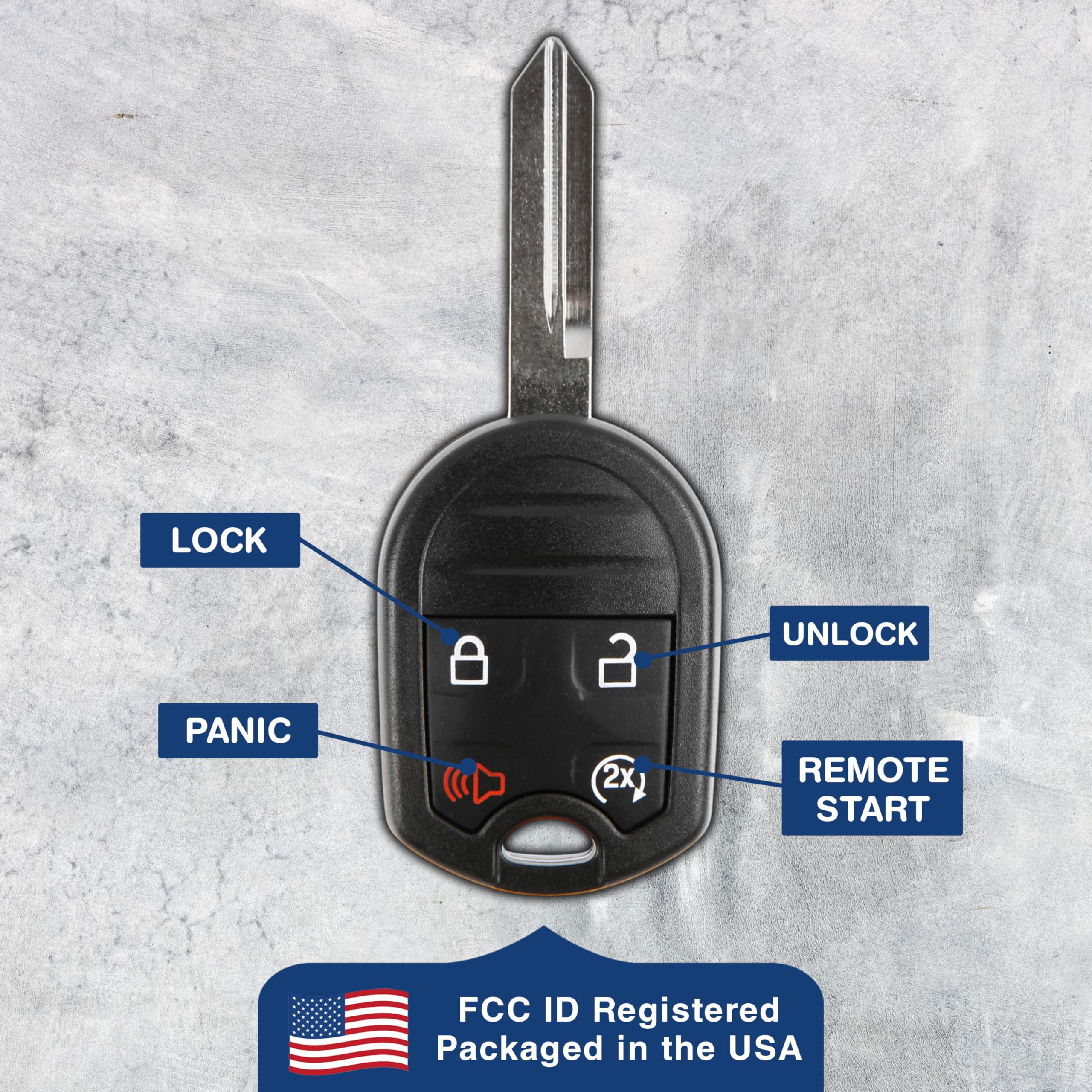 KeylessOption remote next to vehicle dash demonstrating in-vehicle compatibility benefit