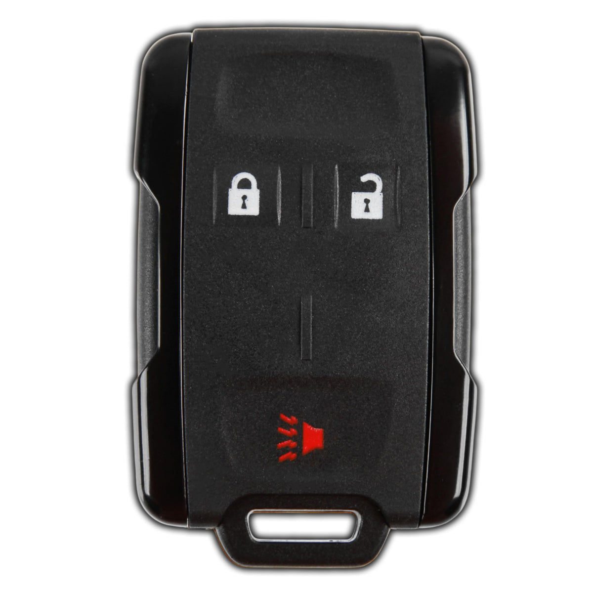 KeylessOption remote front view showing three-button layout and clear icons for easy control