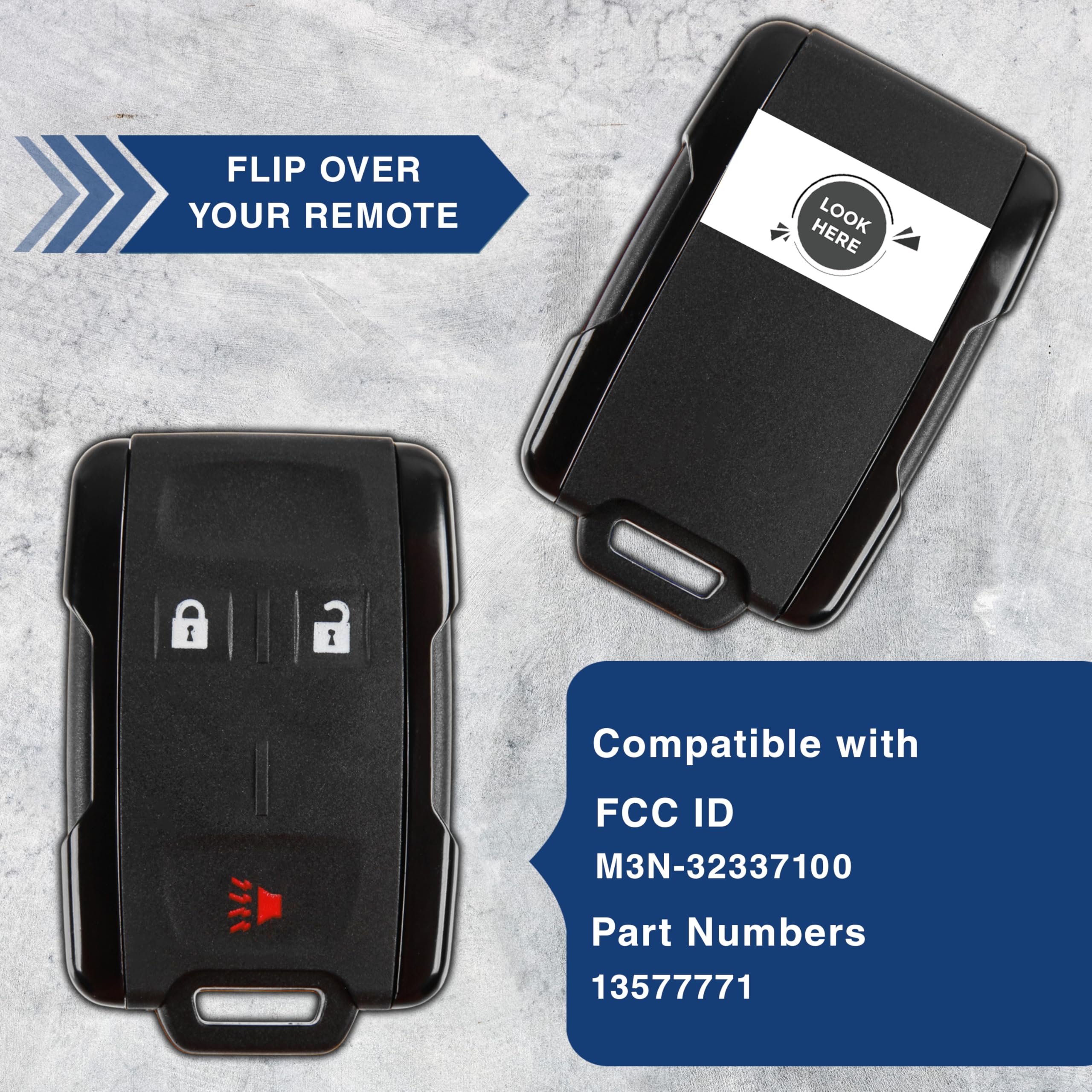 KeylessOption remote held in hand to show compact size and comfortable grip