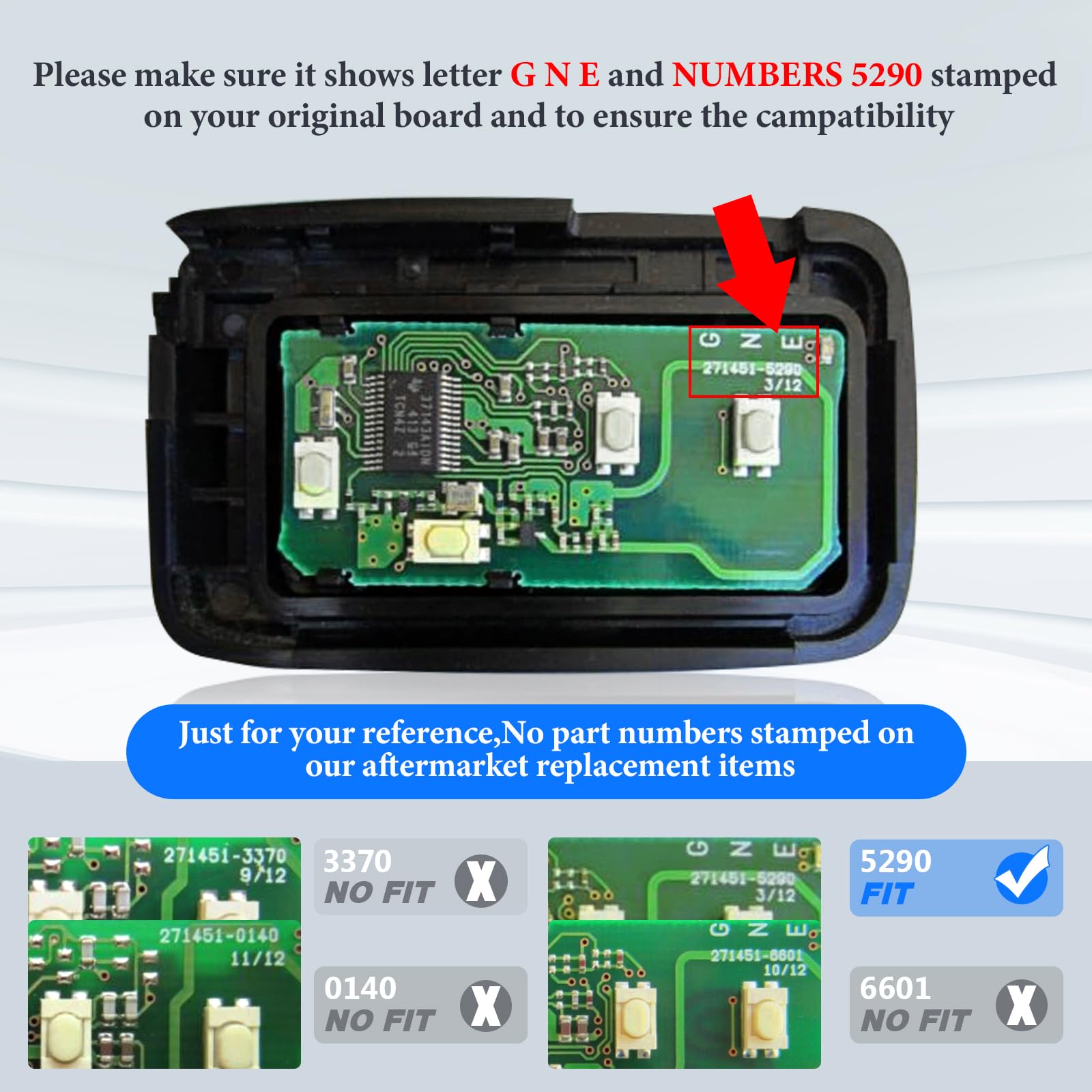 Keymall open back showing GNE 5290 circuit board for correct compatibility confirmation