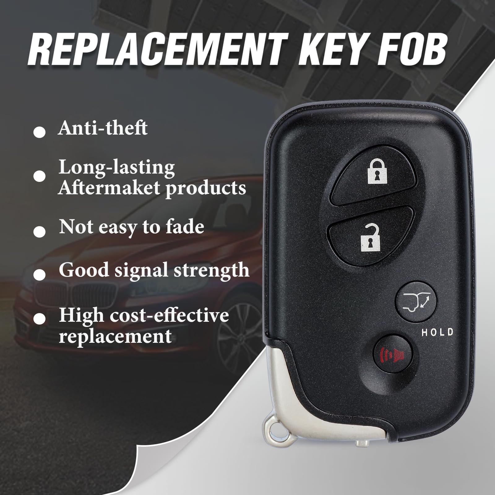 Keymall remote held over a Lexus dashboard demonstrating ready-to-program convenience