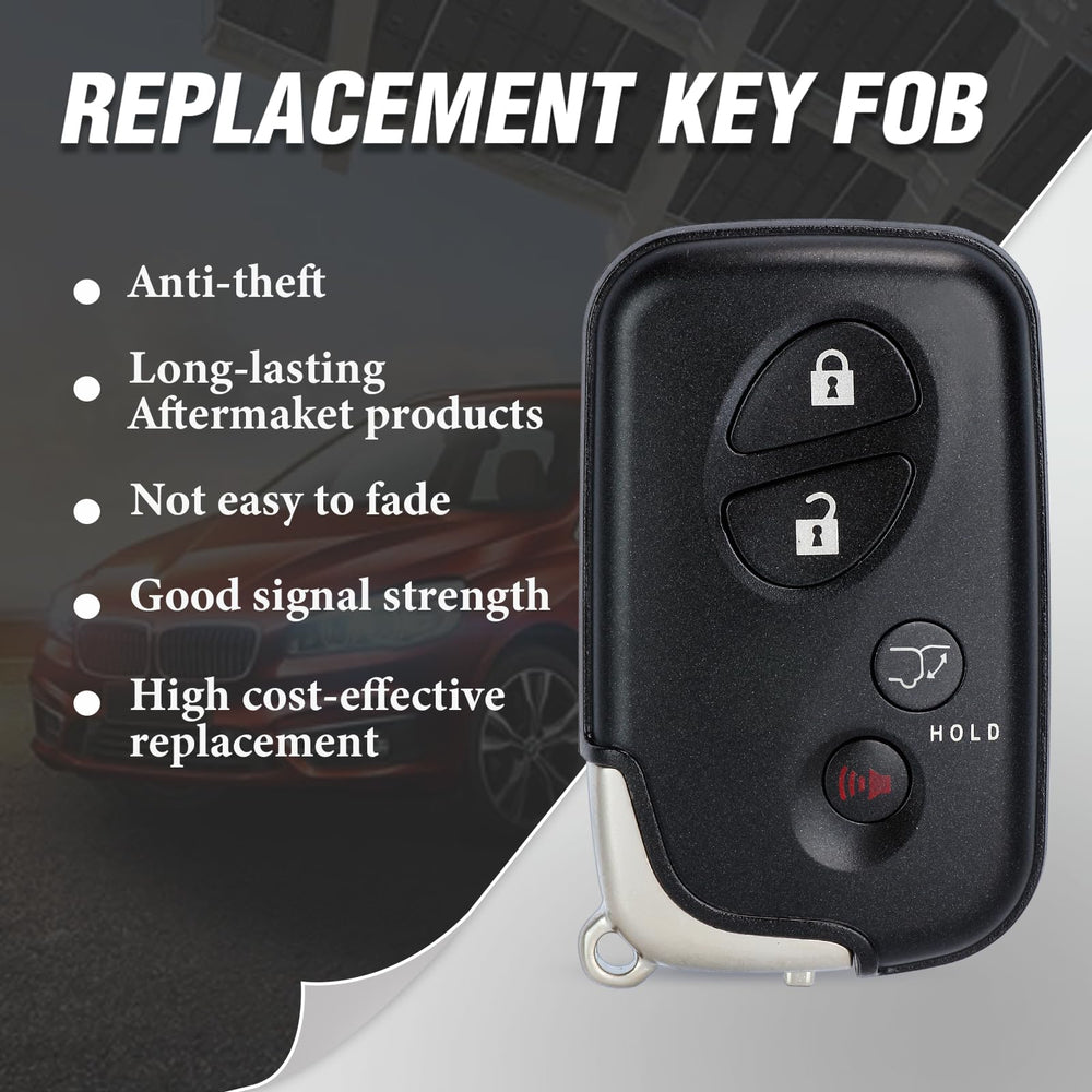 Keymall remote held over a Lexus dashboard demonstrating ready-to-program convenience