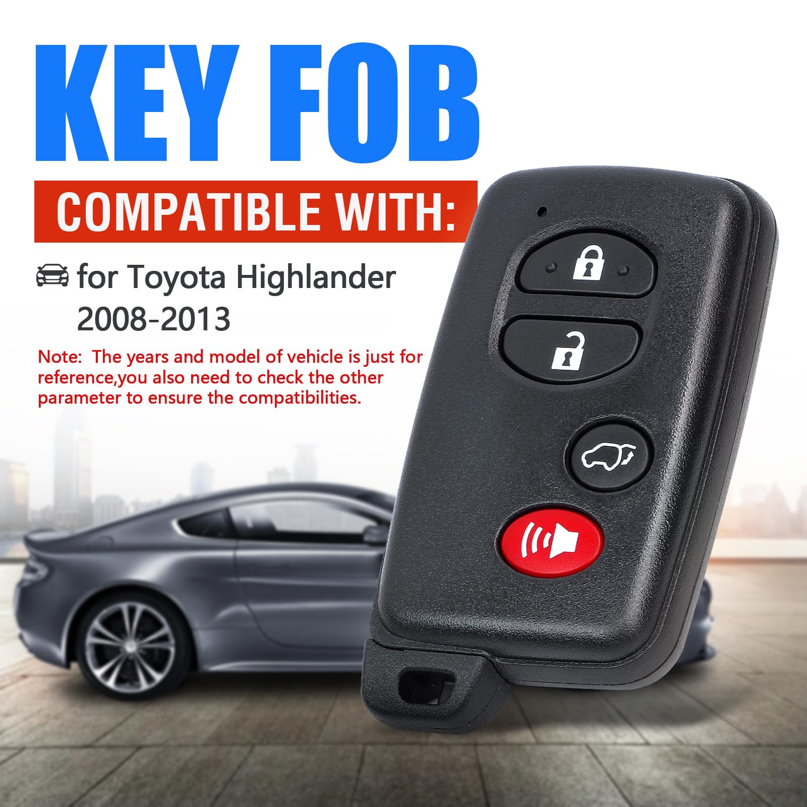 Keymall aftermarket remote back housing showing blank surface without OEM logo for discreet replacement