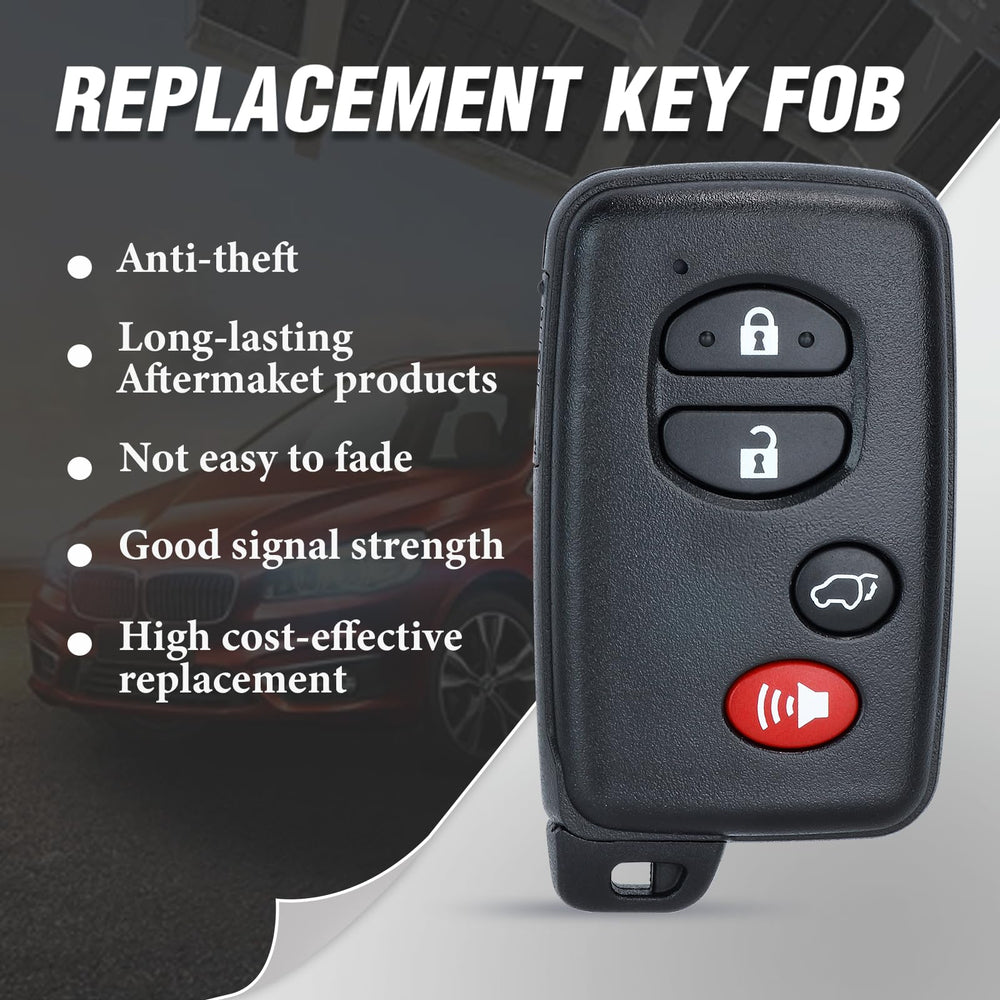Keymall remote beside SUV ignition demonstrating fit after cutting and programming for use