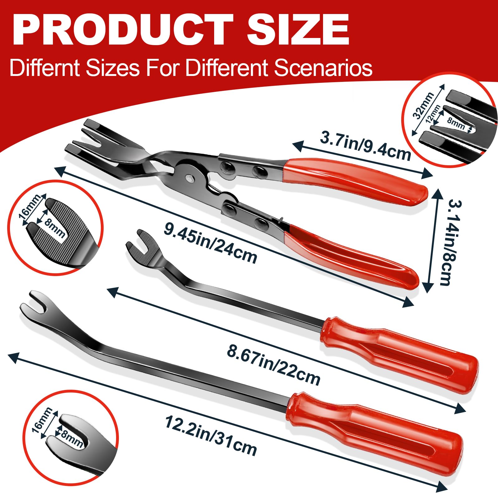Keze clip pliers and fastener tools ergonomic handles for easier removal