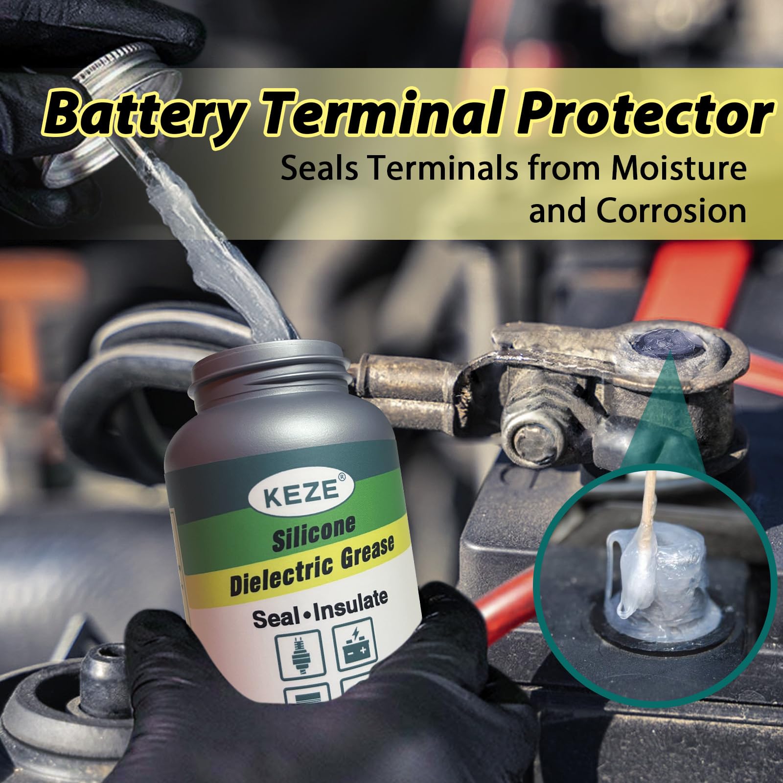 Keze grease texture close-up demonstrating smooth non-drying formula